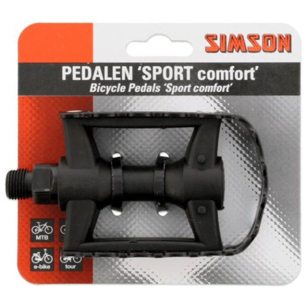 Simson pedaalset sport comfort reflectoren (2) Zwart