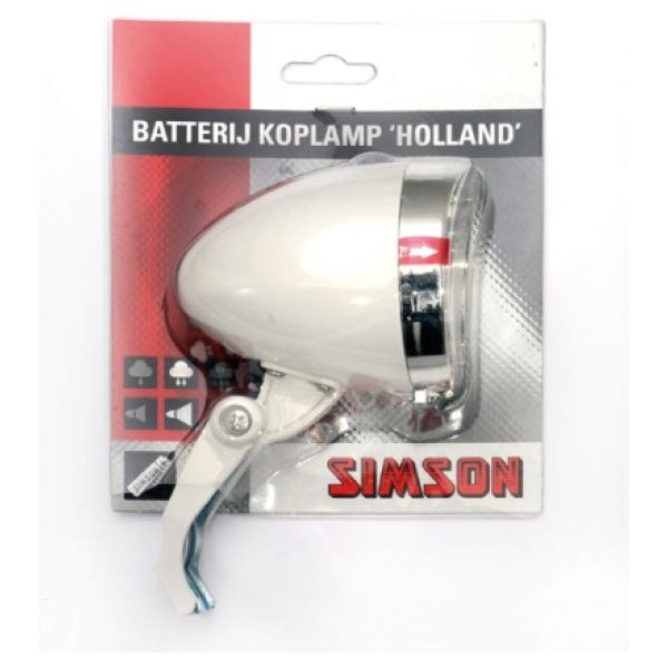 Simson Lamp v led batterij 3led holland 020772 Wit