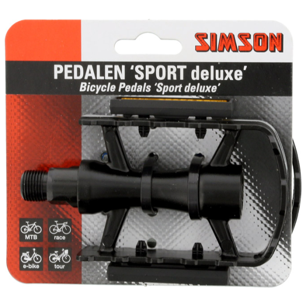Simson pedaalset sport deluxe reflectoren (2) Zwart