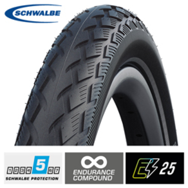 Schwalbe Bub 28x 1 1/2 refl marathon gg zwa Zwart - Afbeelding 2