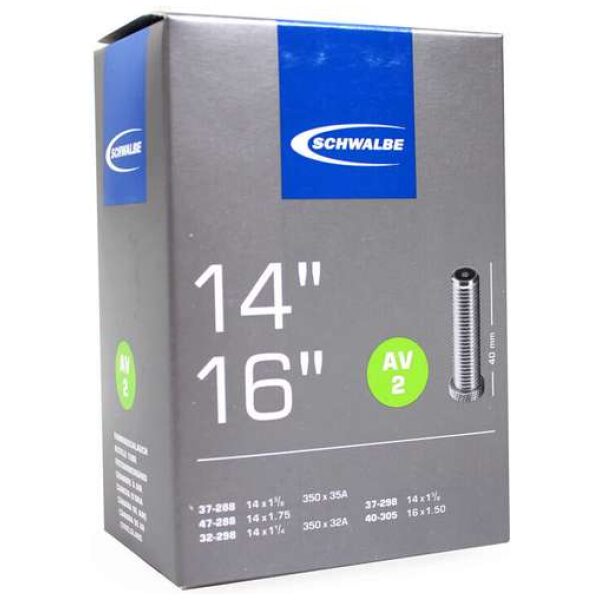 Schwalbe bnb AV2 14 x 1 1/4 - 16 x 1.50 av 40mm Zwart